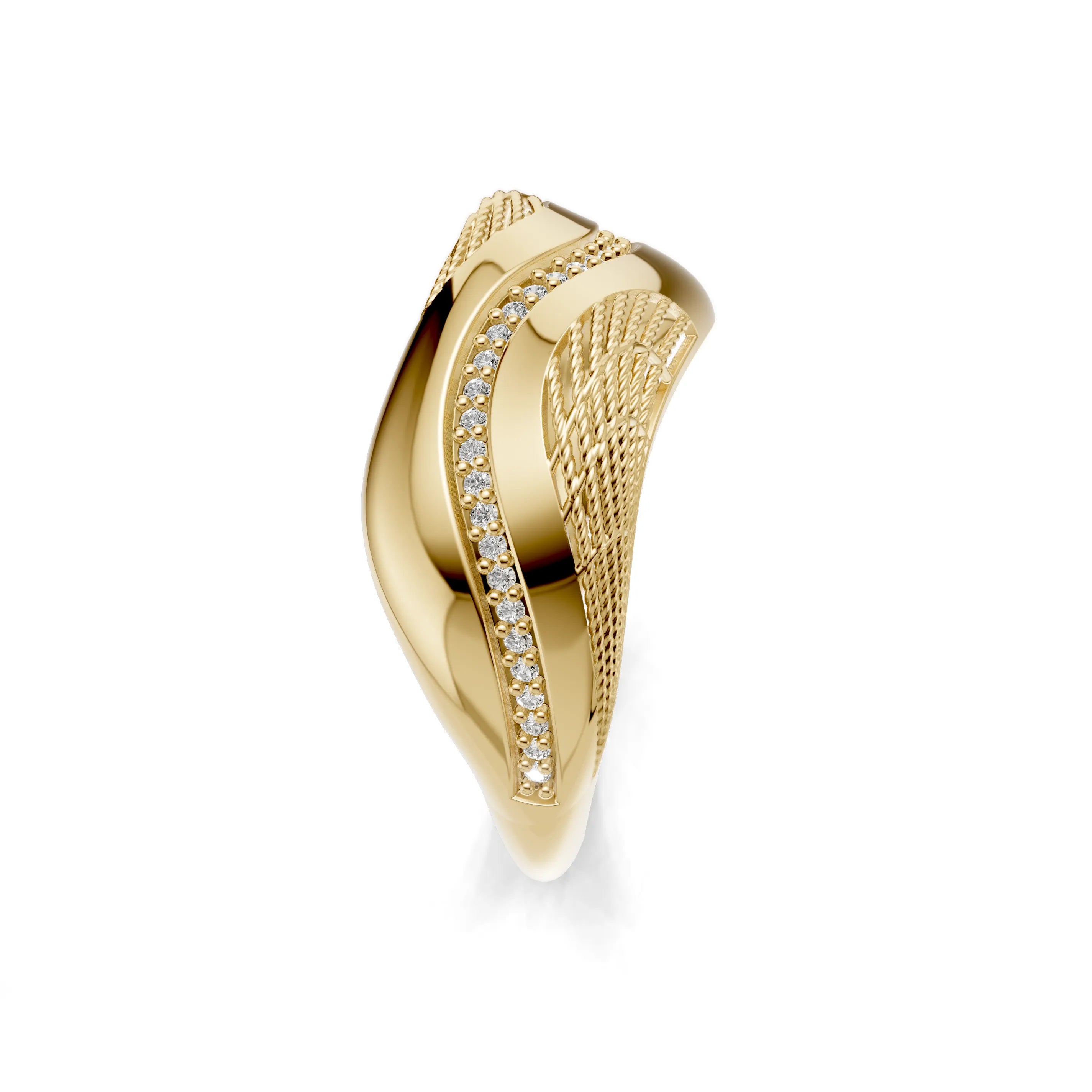 Pargold Solid Gold Serenity Swirl Pave Band -Gold_Diamond_Diamond_Static_Gold