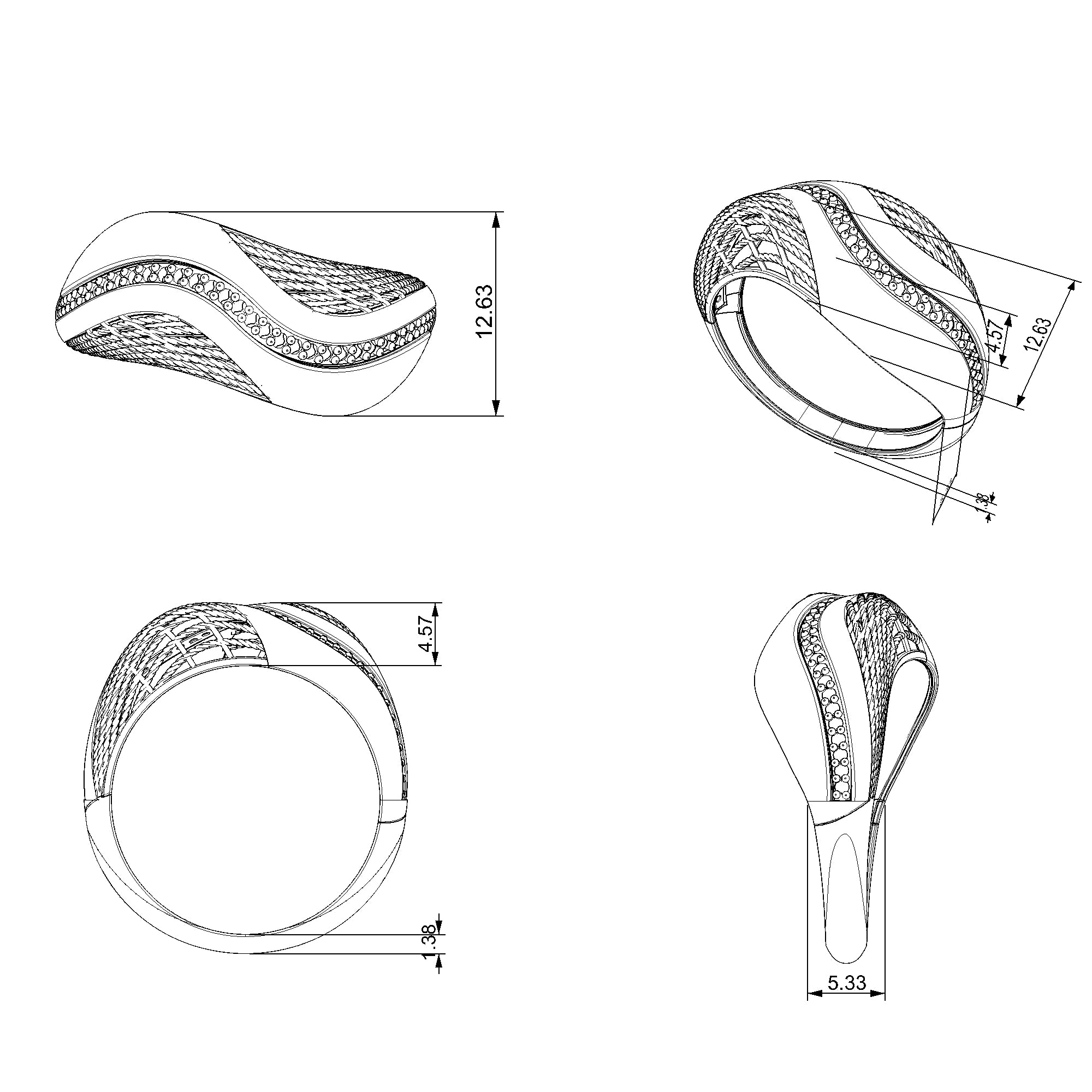 Pargold Solid Gold Serenity Swirl Pave Band-Static