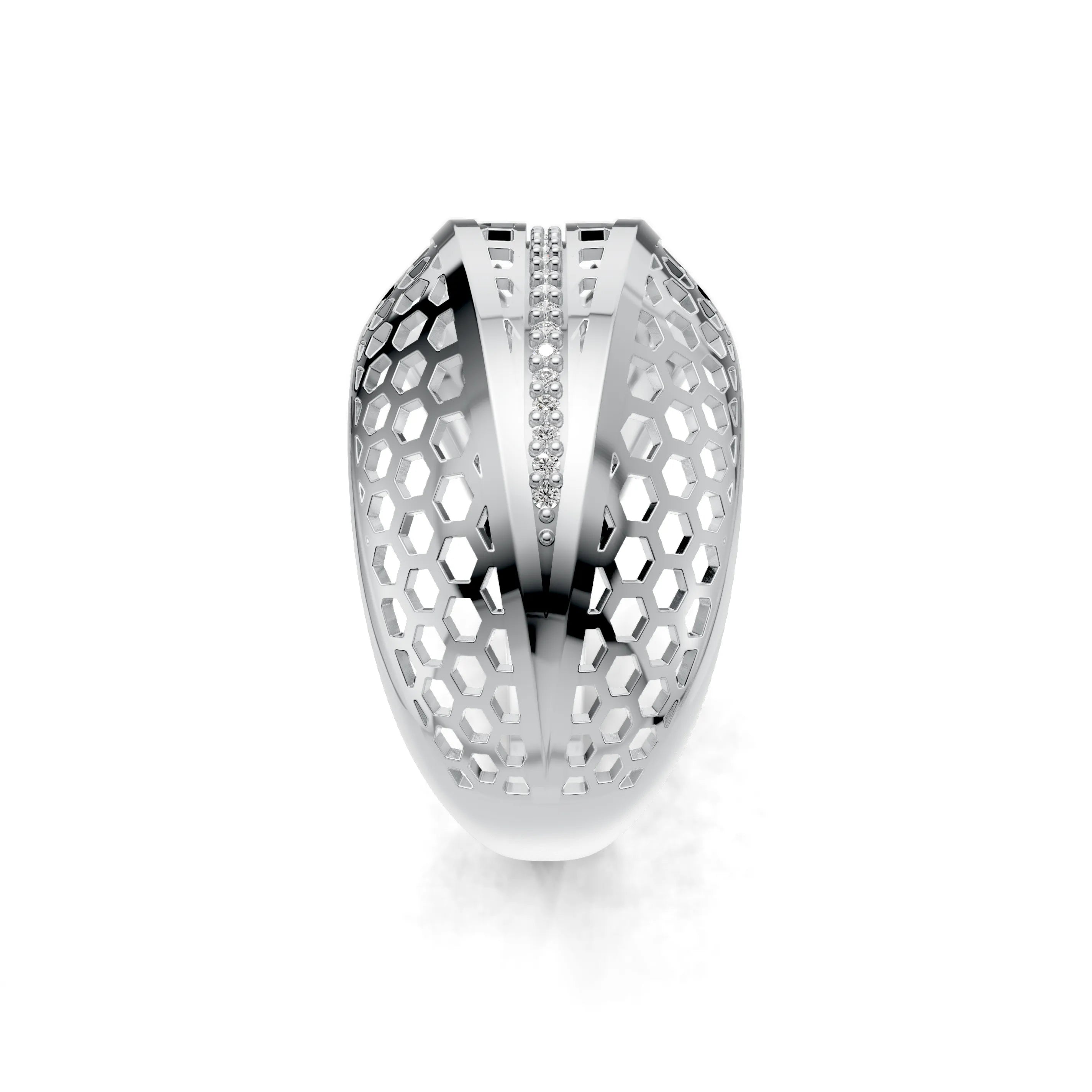 Pargold Solid Gold Honeycomb Sparkle Pave Engagement Band -Silver_Diamond_Diamond_Static_Silver