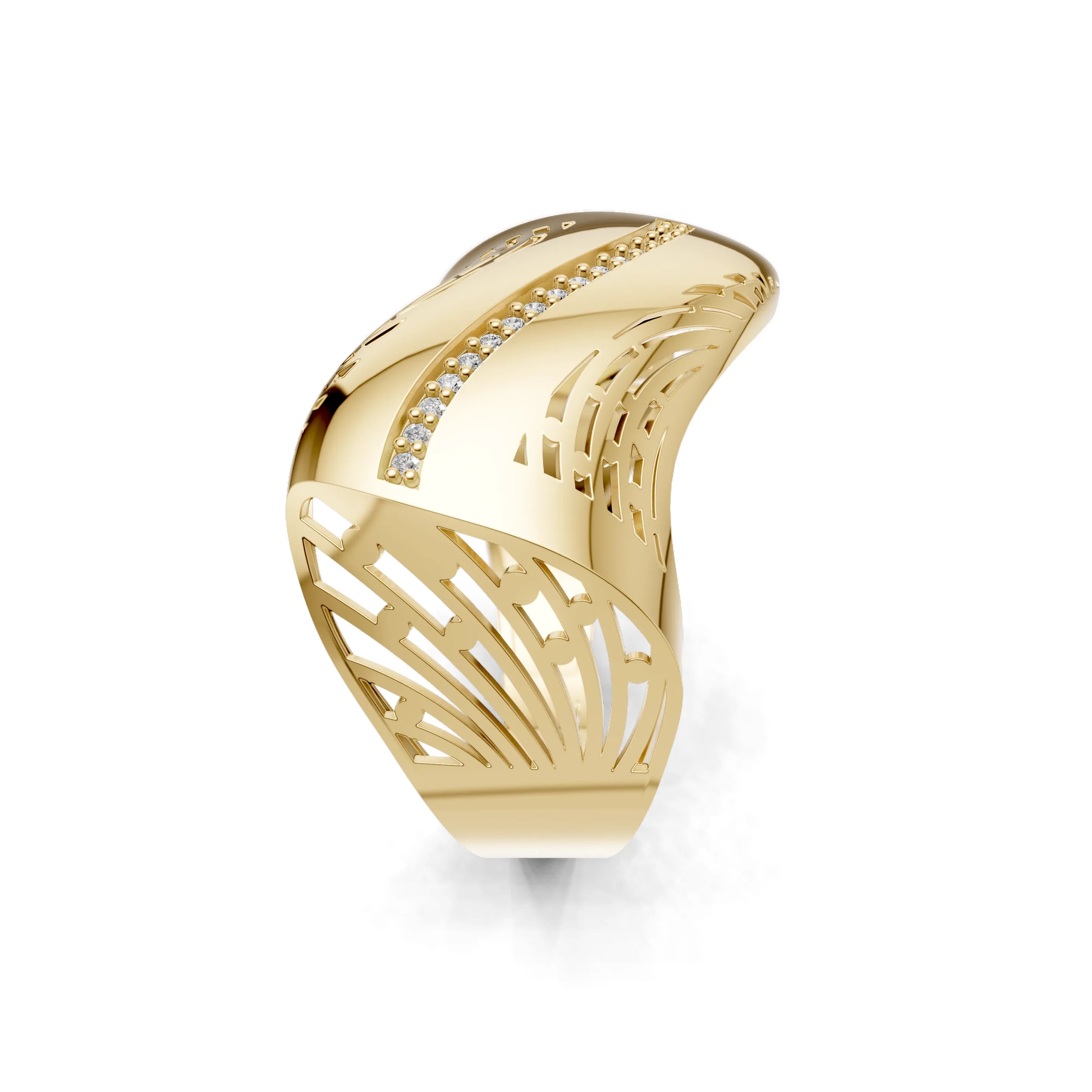Pargold Solid Gold Horizon Curve Pave Band -Gold_Diamond_Diamond_Static_Gold