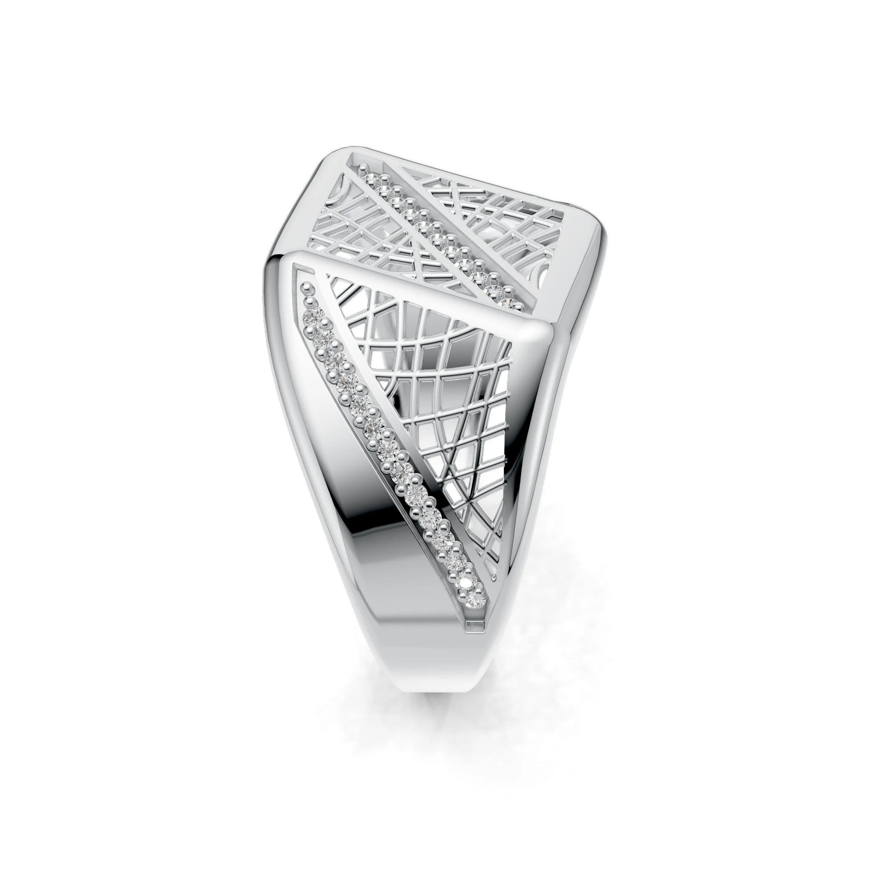 Pargold Solid Gold Architectural Allure Pave Band -Silver_Diamond_Diamond_Static_Silver
