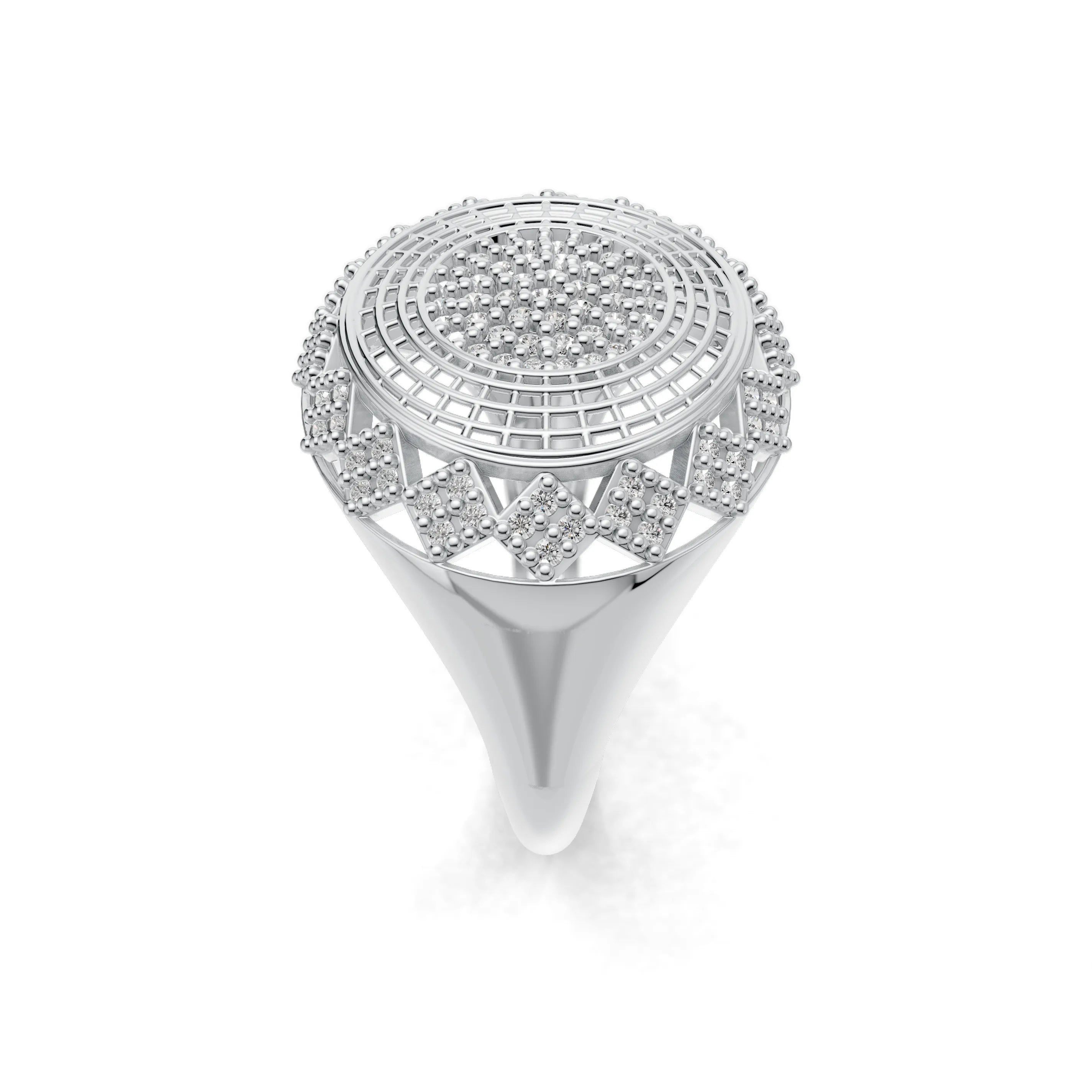 Pargold Solid Gold Radiant Mandala Gemstone Band -Silver_Diamond_Diamond_Static_Silver