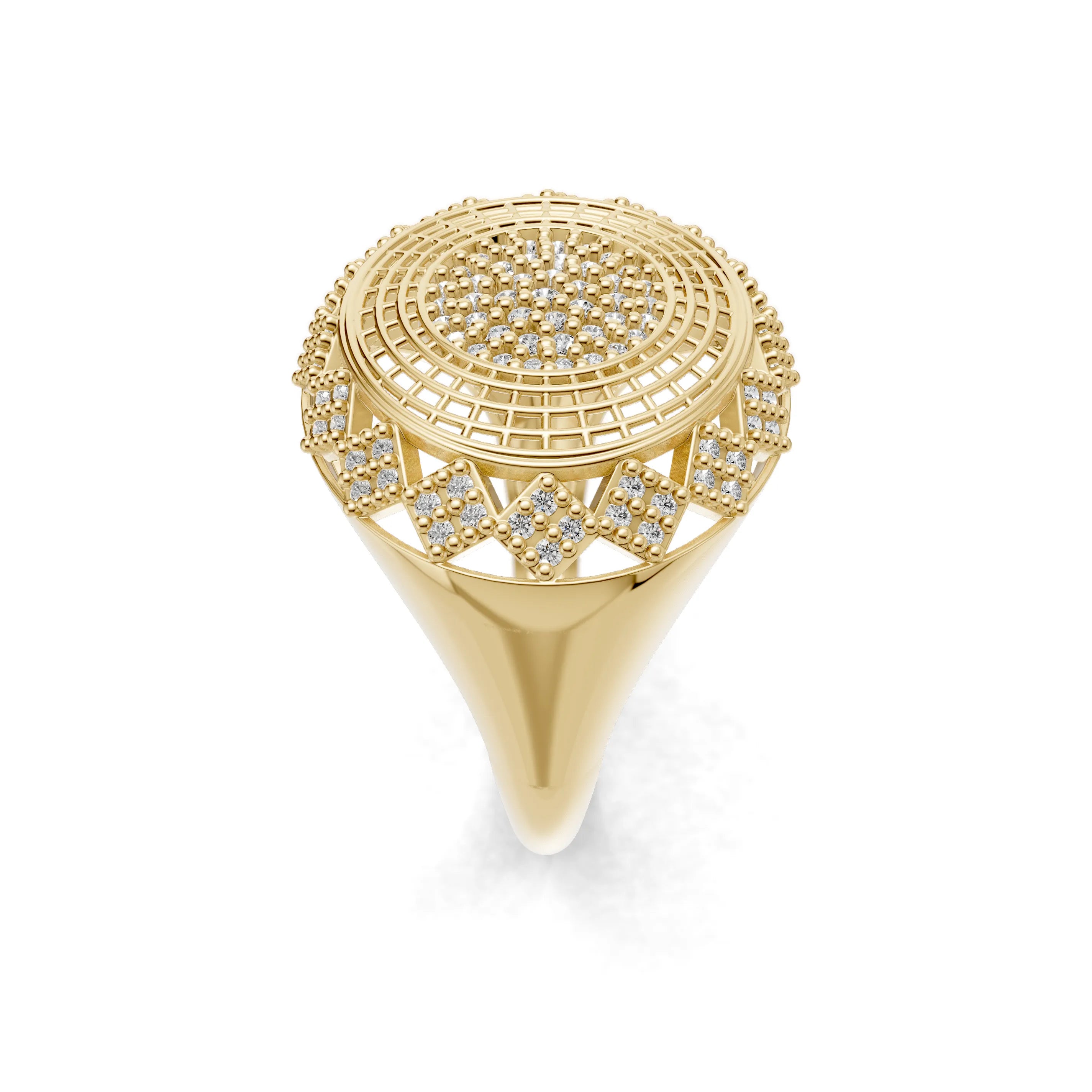 Pargold Solid Gold Radiant Mandala Gemstone Band -Gold_Diamond_Diamond_Static_Gold