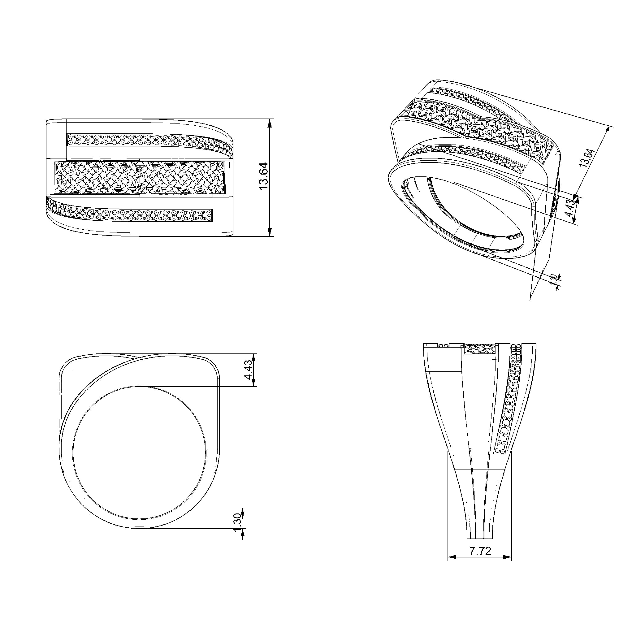 Pargold Solid Gold Braided Gleam Twin Band-Static