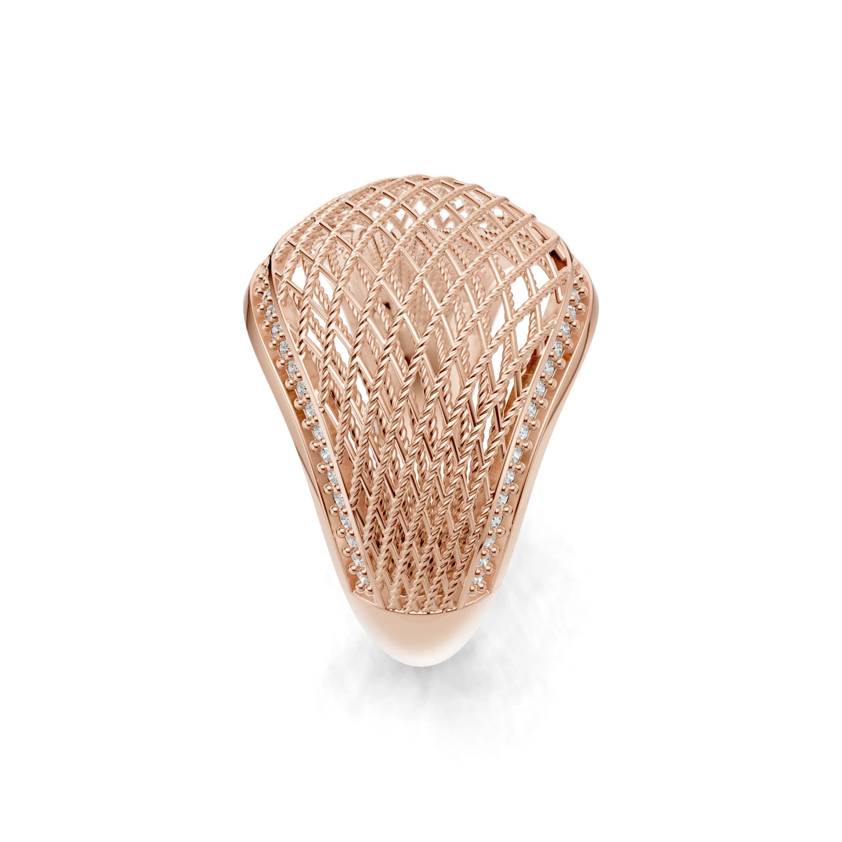 Pargold Solid Gold Lattice Brilliance Band -Rose_Diamond_Diamond_Static_Rose