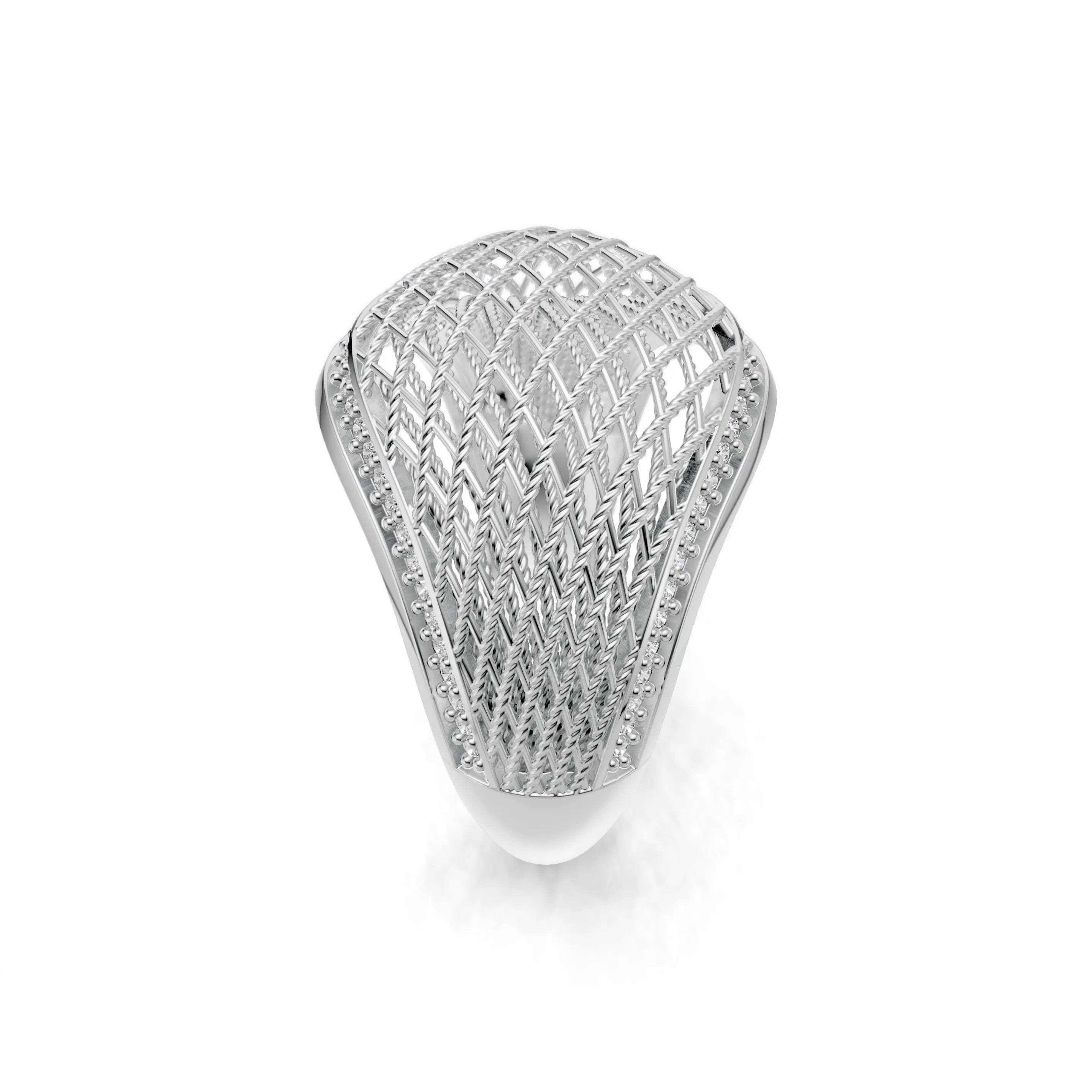 Pargold Solid Gold Lattice Brilliance Band -Silver_Diamond_Diamond_Static_Silver