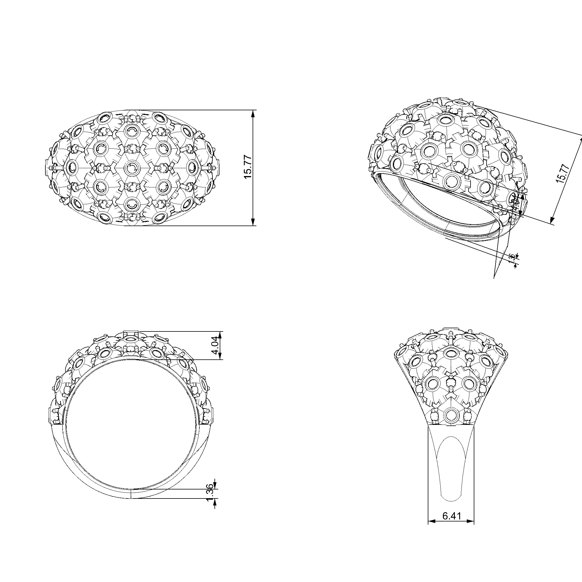Pargold Solid Gold Celestial Honeycomb Array Ring-Static