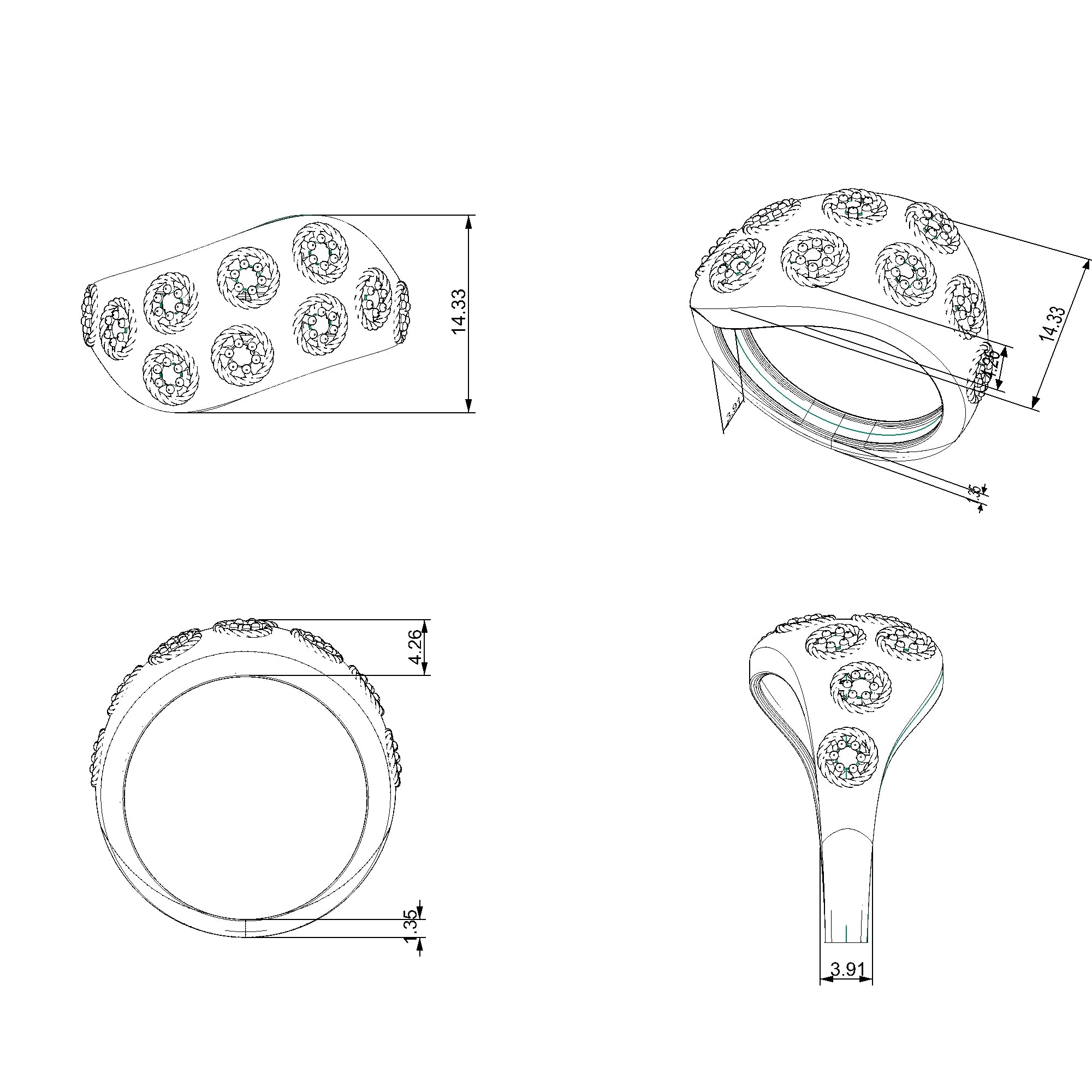 Pargold Solid Gold Flora Corona Sparkling Ring-Static