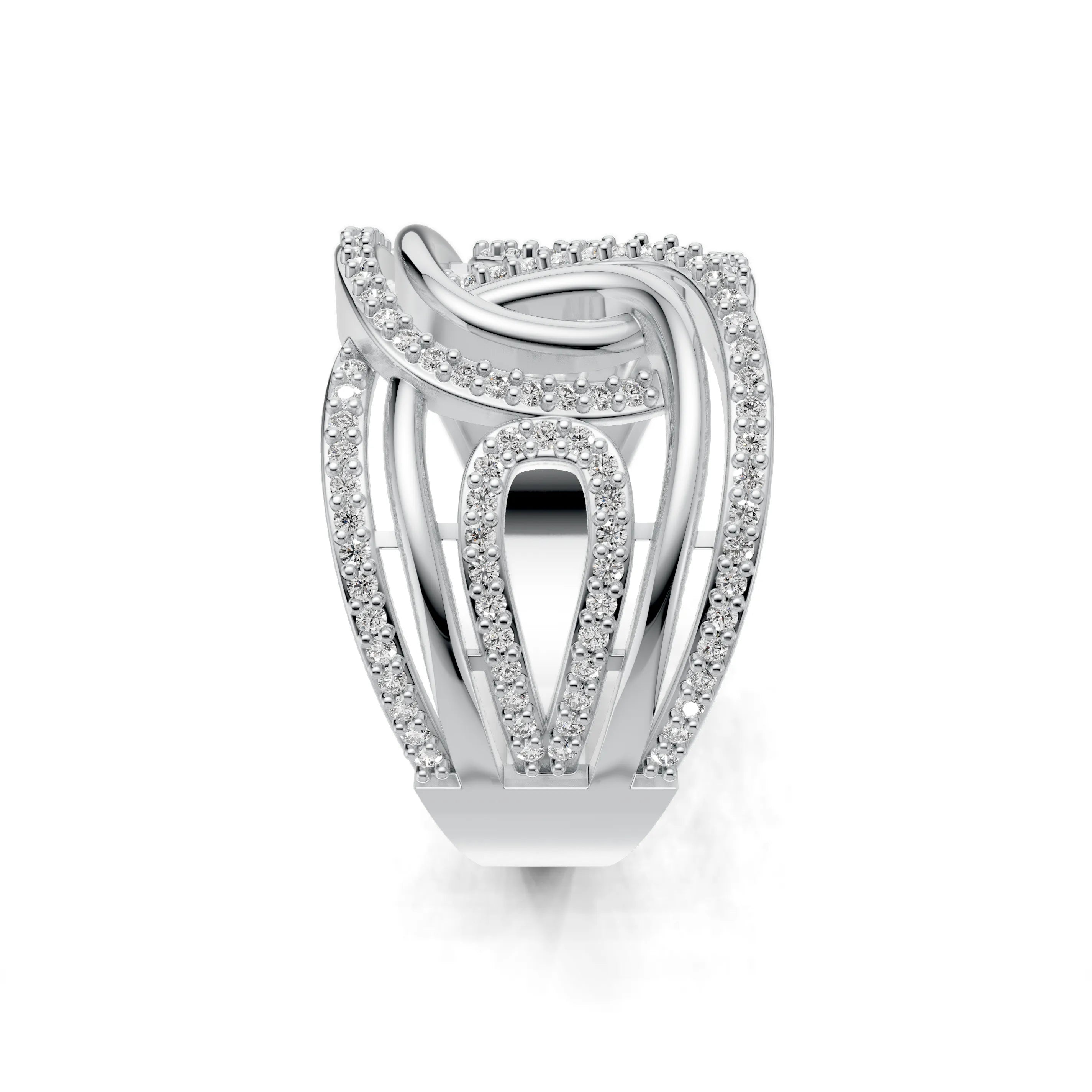 Pargold Solid Gold Infinity Dome Pave Ring -Silver_Diamond_Diamond_Static_Silver