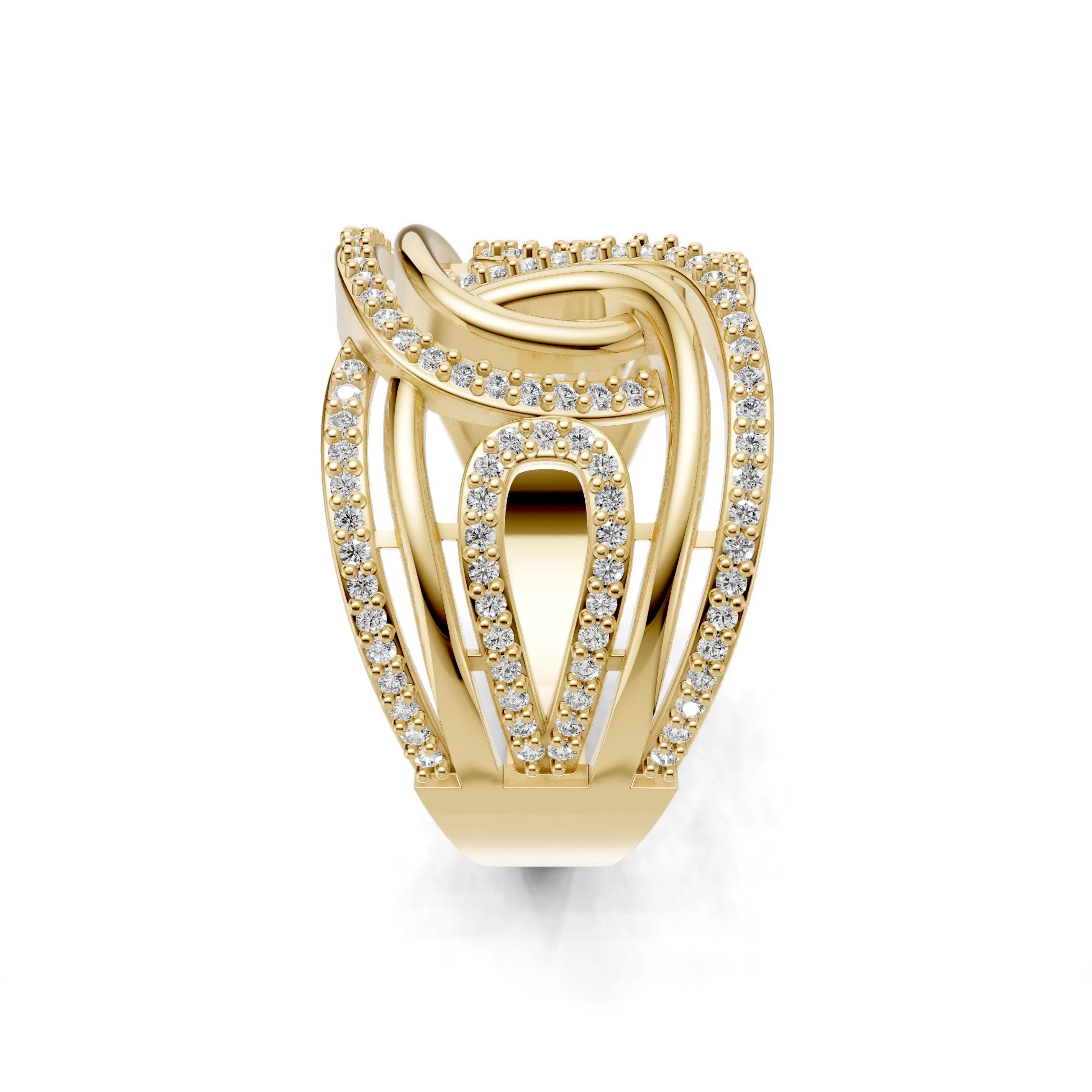 Pargold Solid Gold Infinity Dome Pave Ring -Gold_Diamond_Diamond_Static_Gold