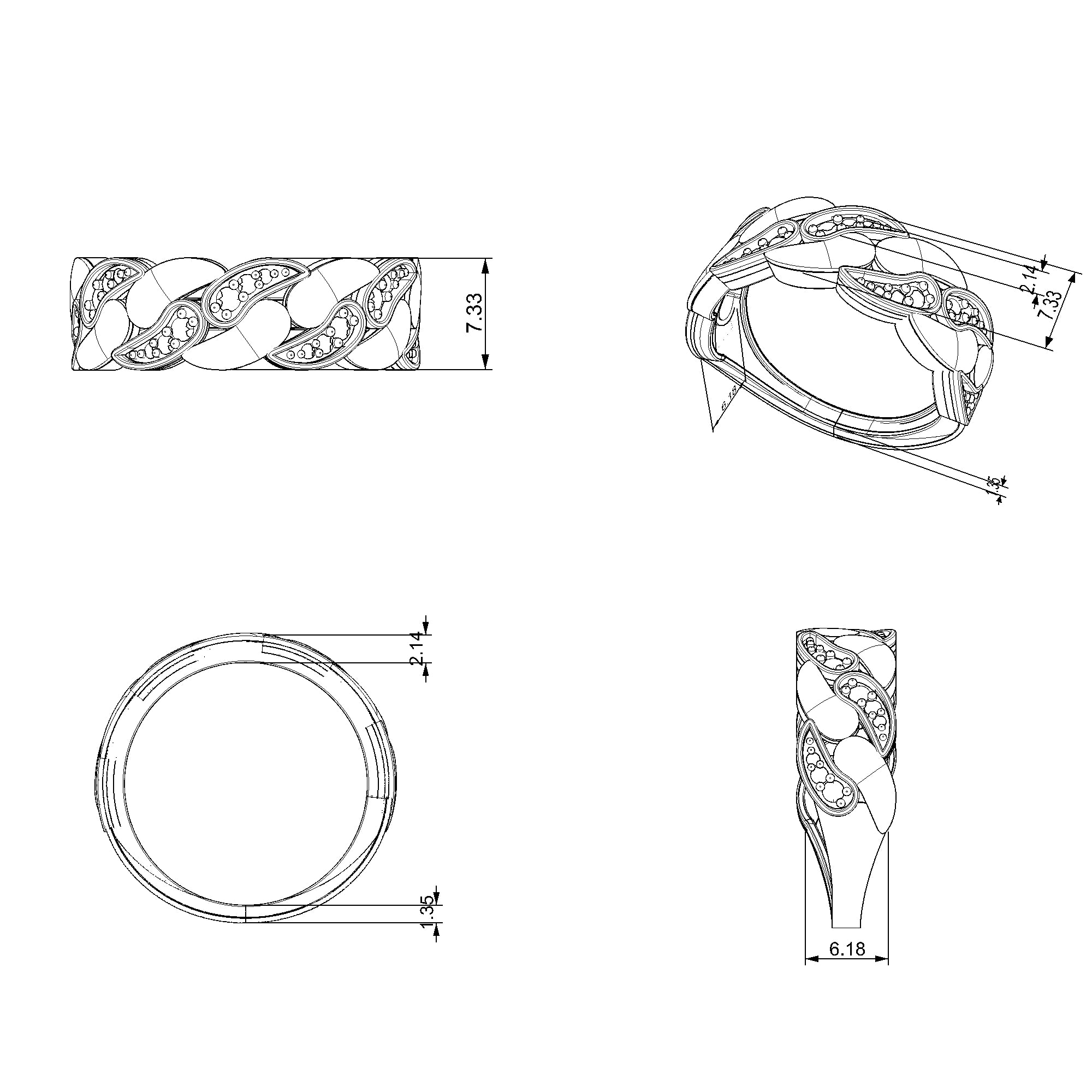 Pargold Solid Gold YinYang Glimmer Pave Ring-Static
