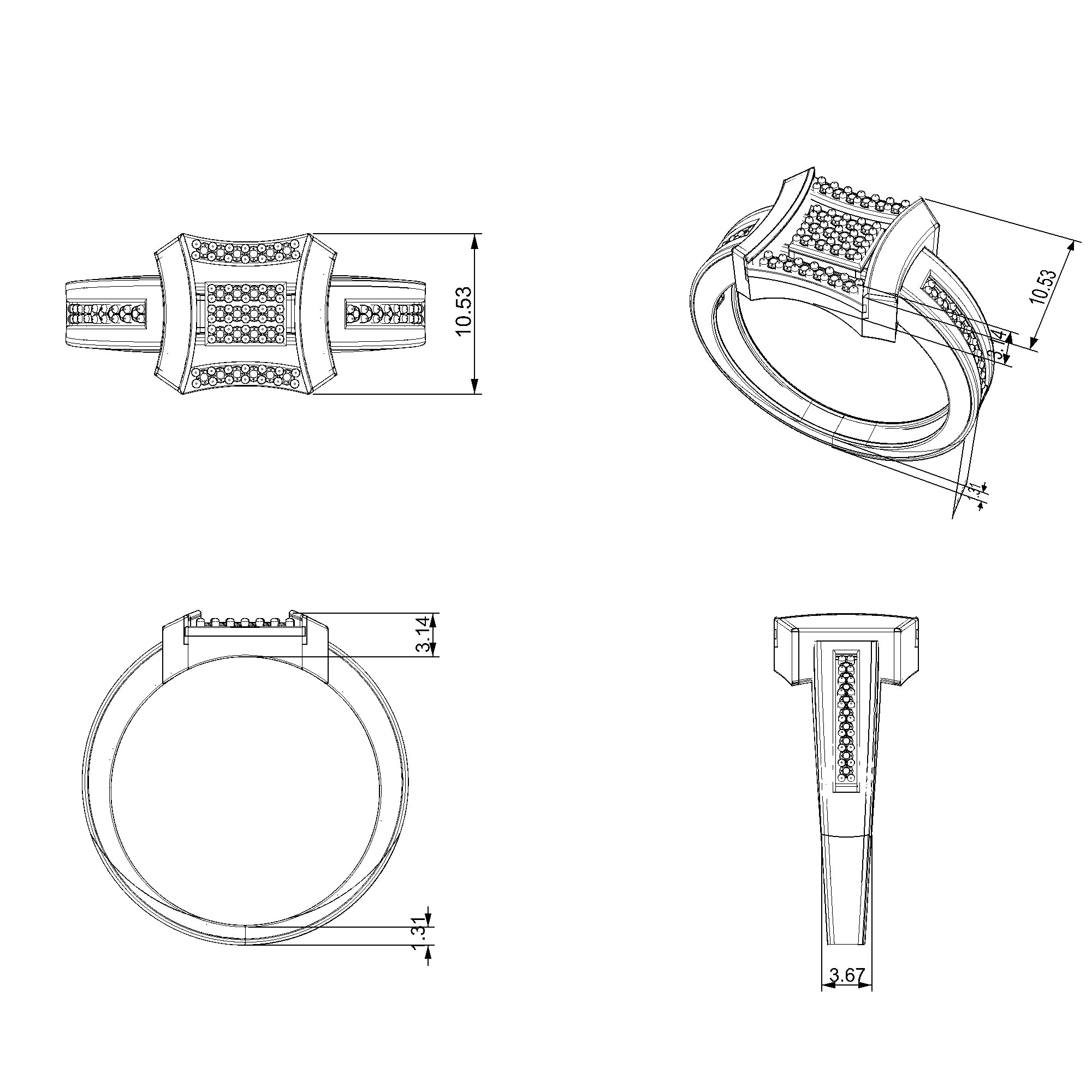 Pargold Solid Gold Arrowhead Radiance Statement Ring-Static