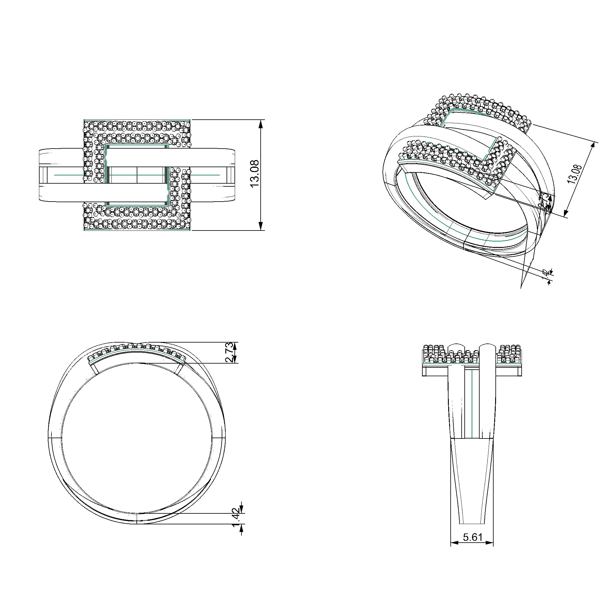 Pargold Solid Gold Eternal Glitz Crossover Engagement Ring-Static
