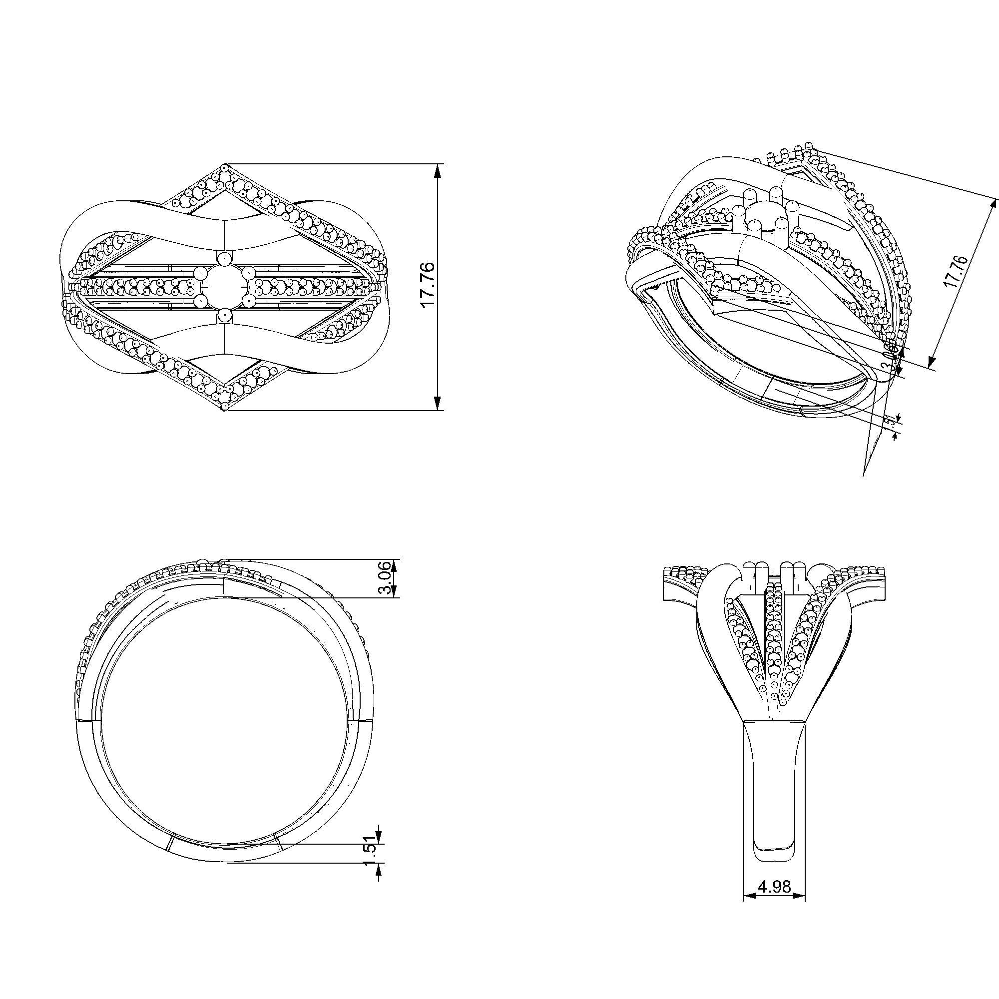 Pargold Solid Gold Golden Vertex Solitaire Band-Static