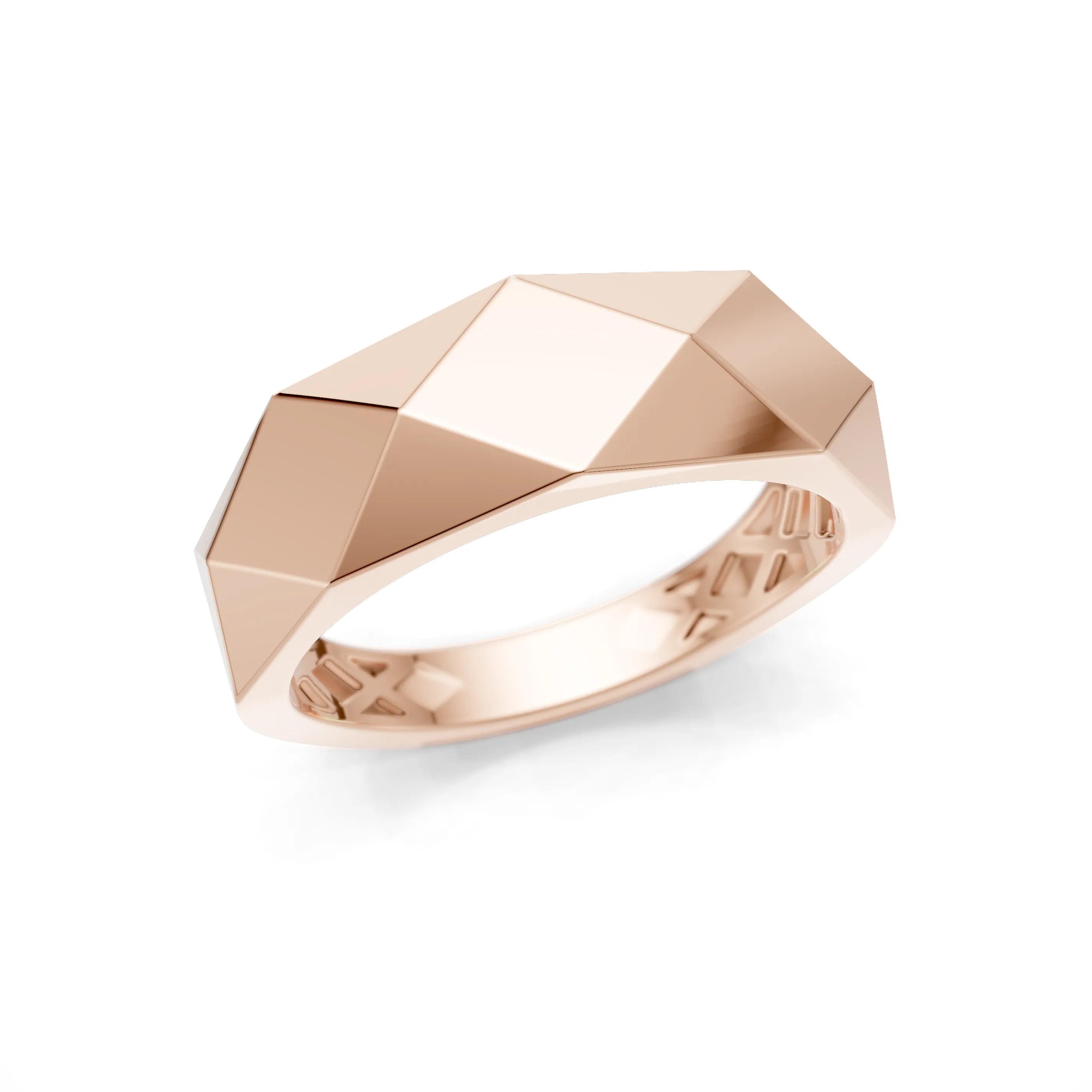 Pargold Solid Gold Avant-Garde Facet Ring -Rose_Static_Rose