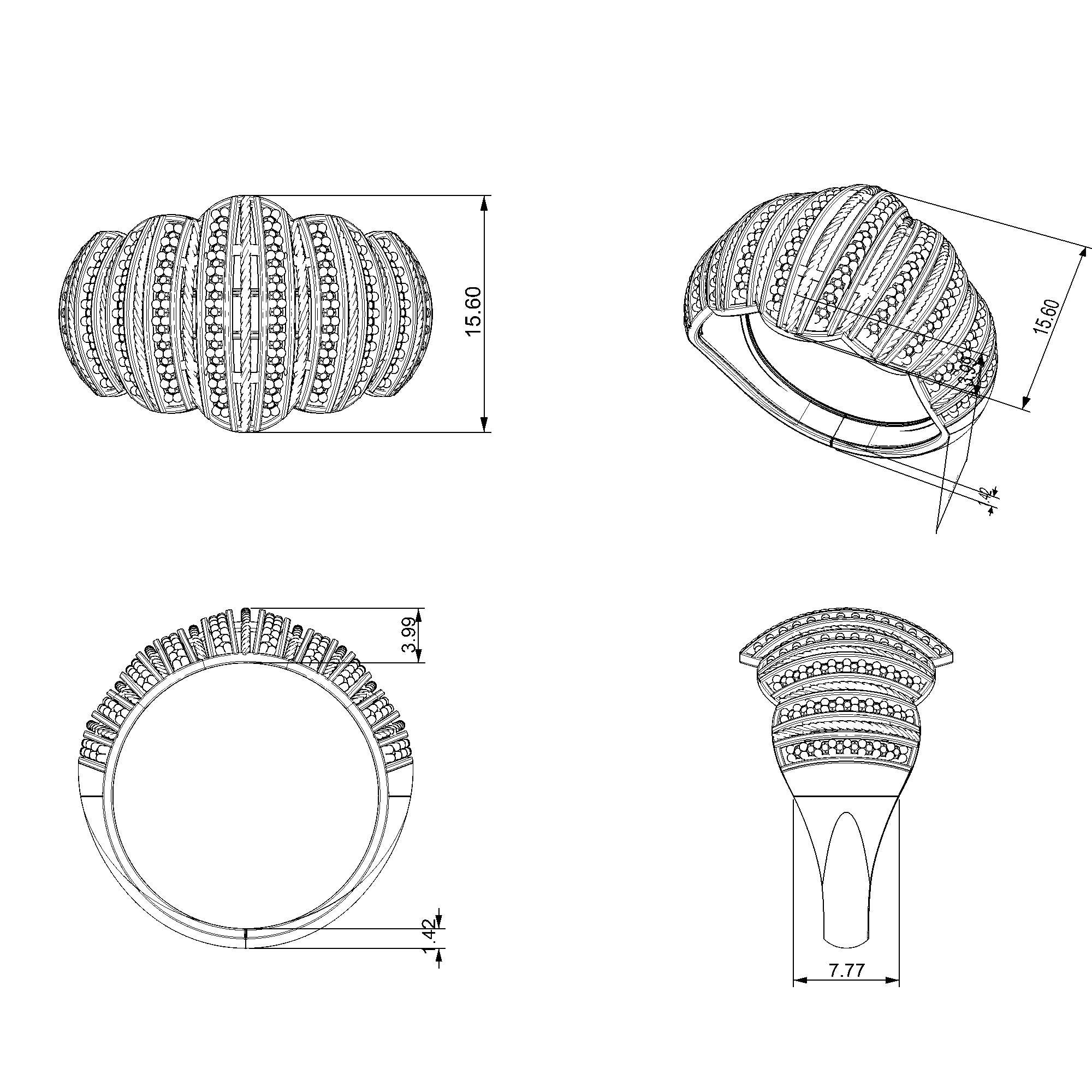Pargold Solid Gold Radiant Lattice Luxe Band-Static