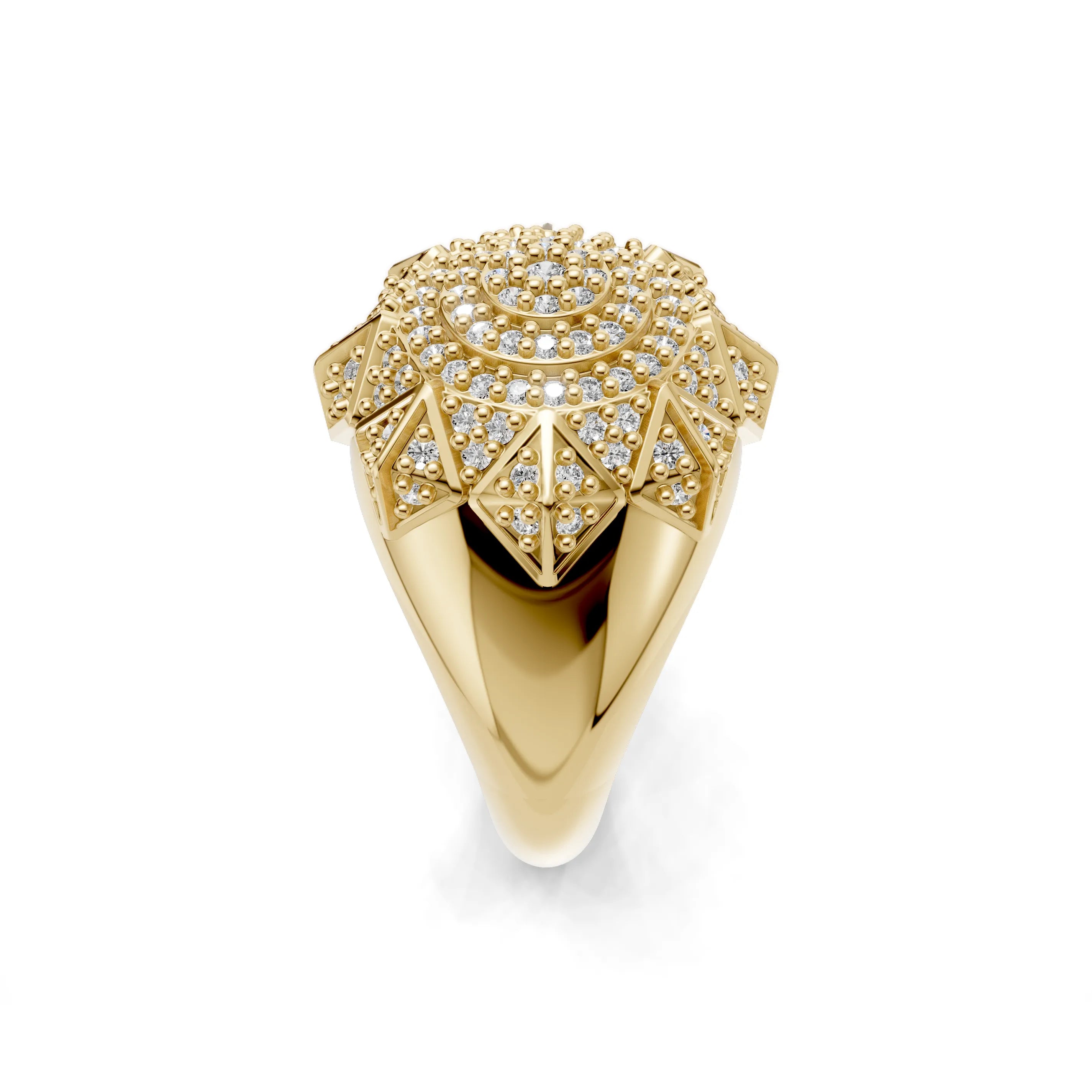 Pargold Solid Gold Sovereign Apex Gemstone Ring -Gold_Diamond_Diamond_Static_Gold