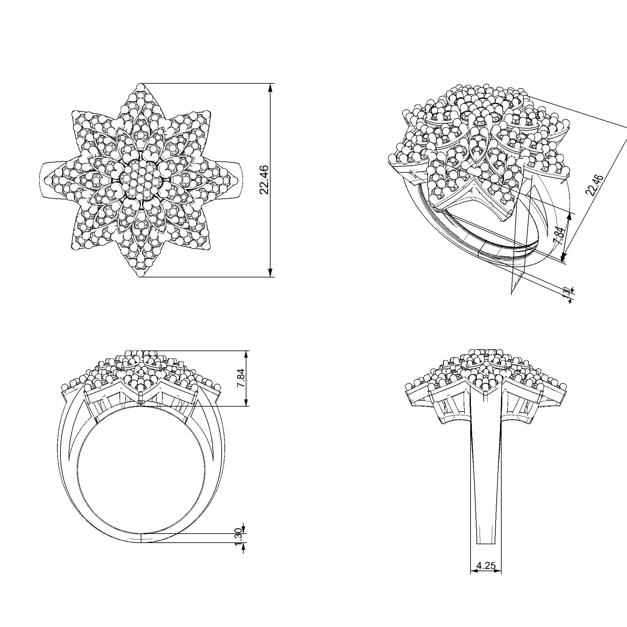 Pargold Solid Gold Gilded Blossom Ring-Static