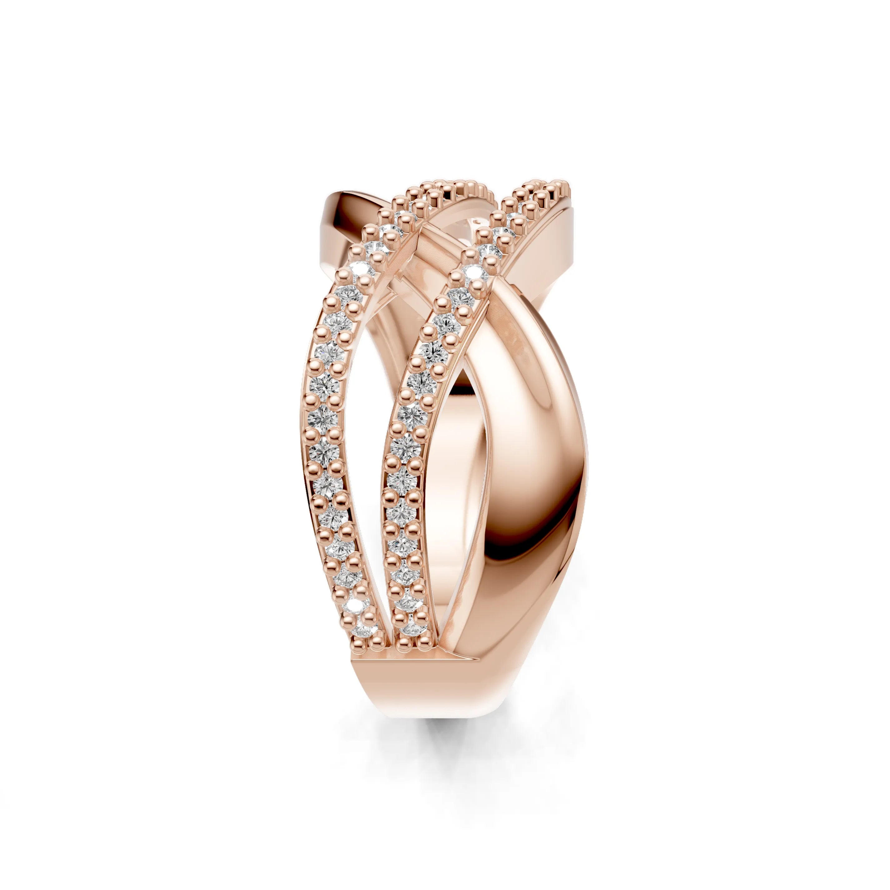 Pargold Solid Gold Entwined Splendor Ring -Rose_Diamond_Diamond_Static_Rose