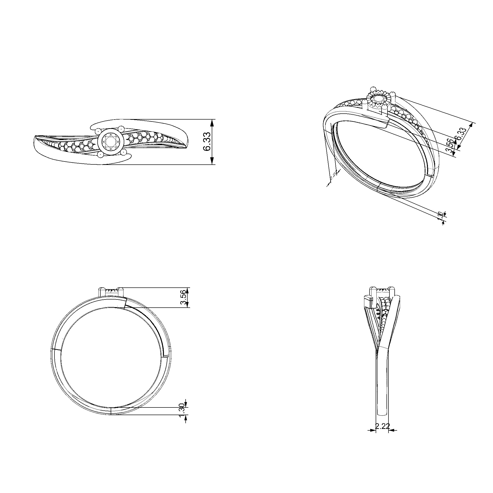 Pargold Solid Gold Harmony Cross-Over Gemstone Ring-Static