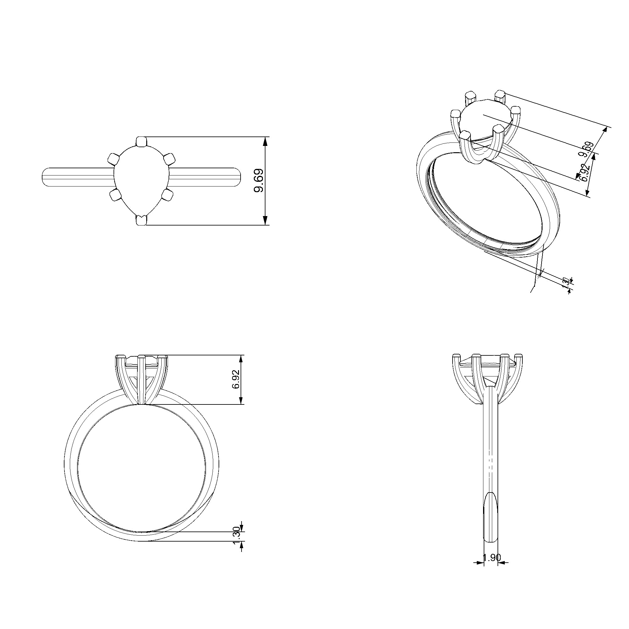 Pargold Solid Gold Elegant Vintage Solitaire Ring-Static