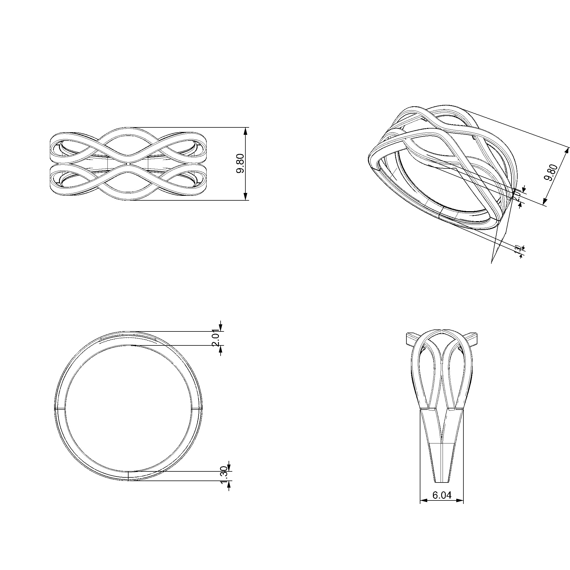 Pargold Solid Gold Elegant Infinity Wave Band-Static