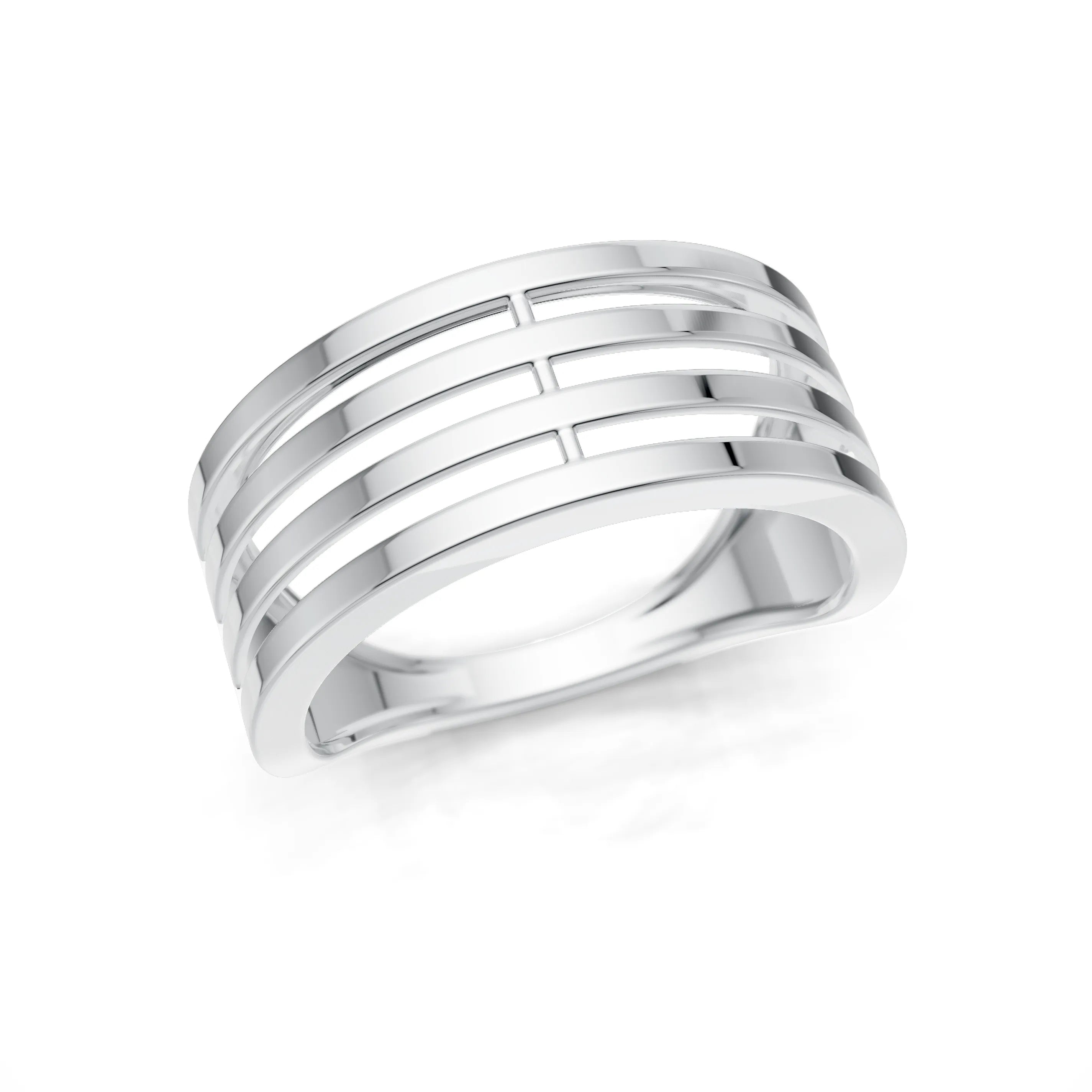 Pargold Solid Gold Elegant Stratum Band -Silver_Static_Silver