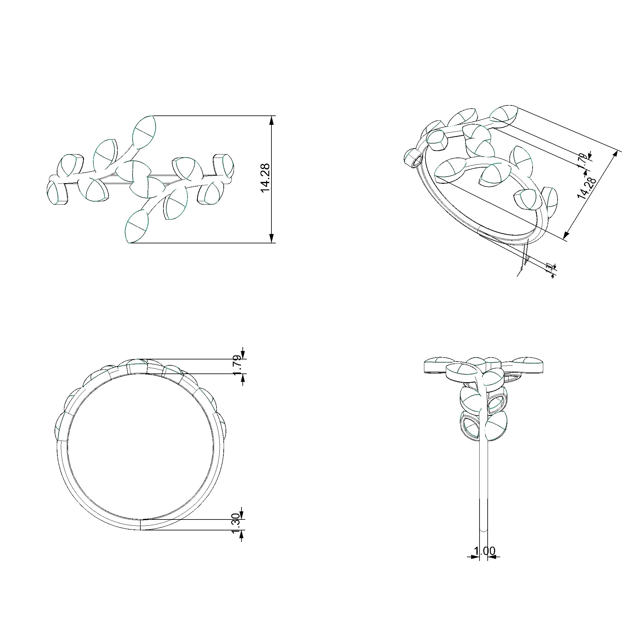 Pargold Solid Gold Golden Serenity Leaf Ring-Static